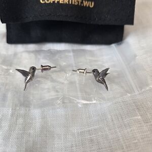 Elegant Silver Hummingbird Earrings